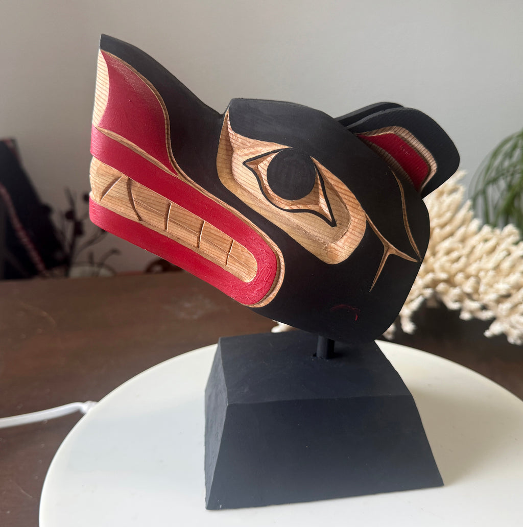 Northwest Coast First Nations art by Gilbert Dawson - BEAR Maskette on Stand