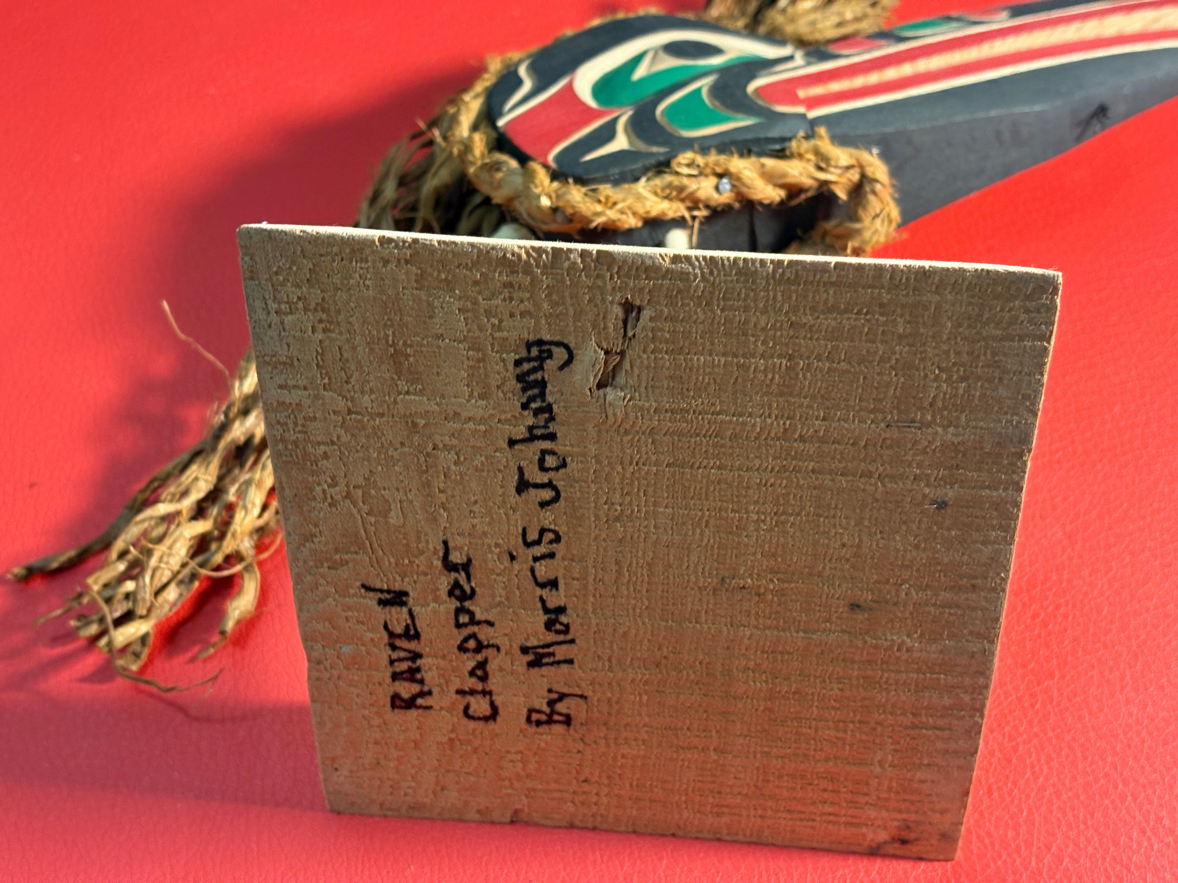SOLD Northwest Coast Indigenous carving of a Mini RAVEN Clapper hand carved by Morris Johnny 2026