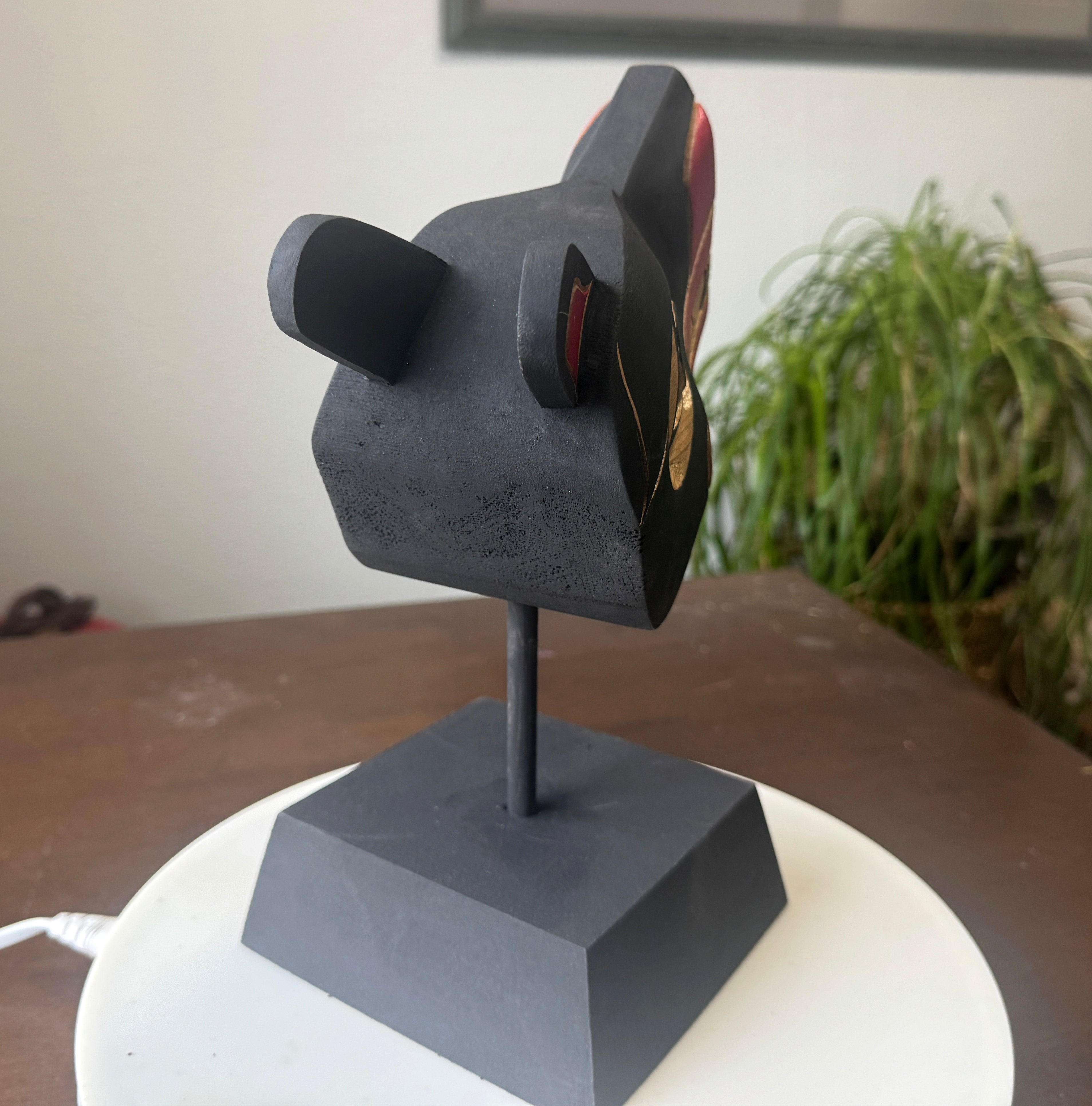 Northwest Coast First Nations art by Gilbert Dawson - Baby Wolf Maskette on Stand