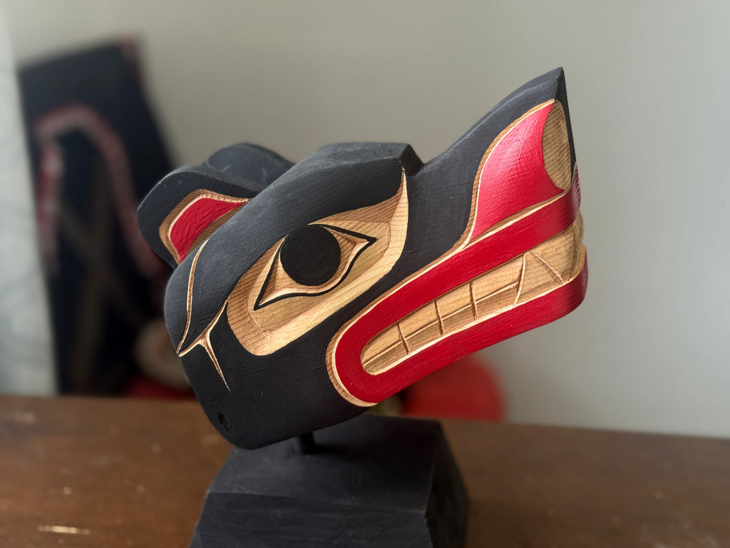 Northwest Coast First Nations art by Gilbert Dawson - BEAR Maskette on Stand