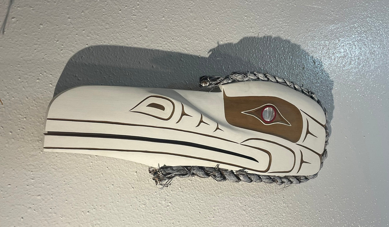 Northwest Coast Indigenous carving of a WHITE RAVEN hand carved by Morris Johnny 2026 (Copy)