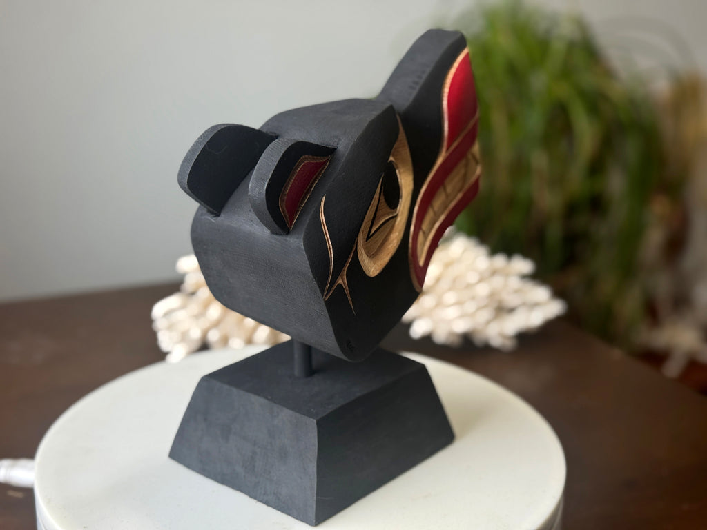 Northwest Coast First Nations art by Gilbert Dawson - BEAR Maskette on Stand