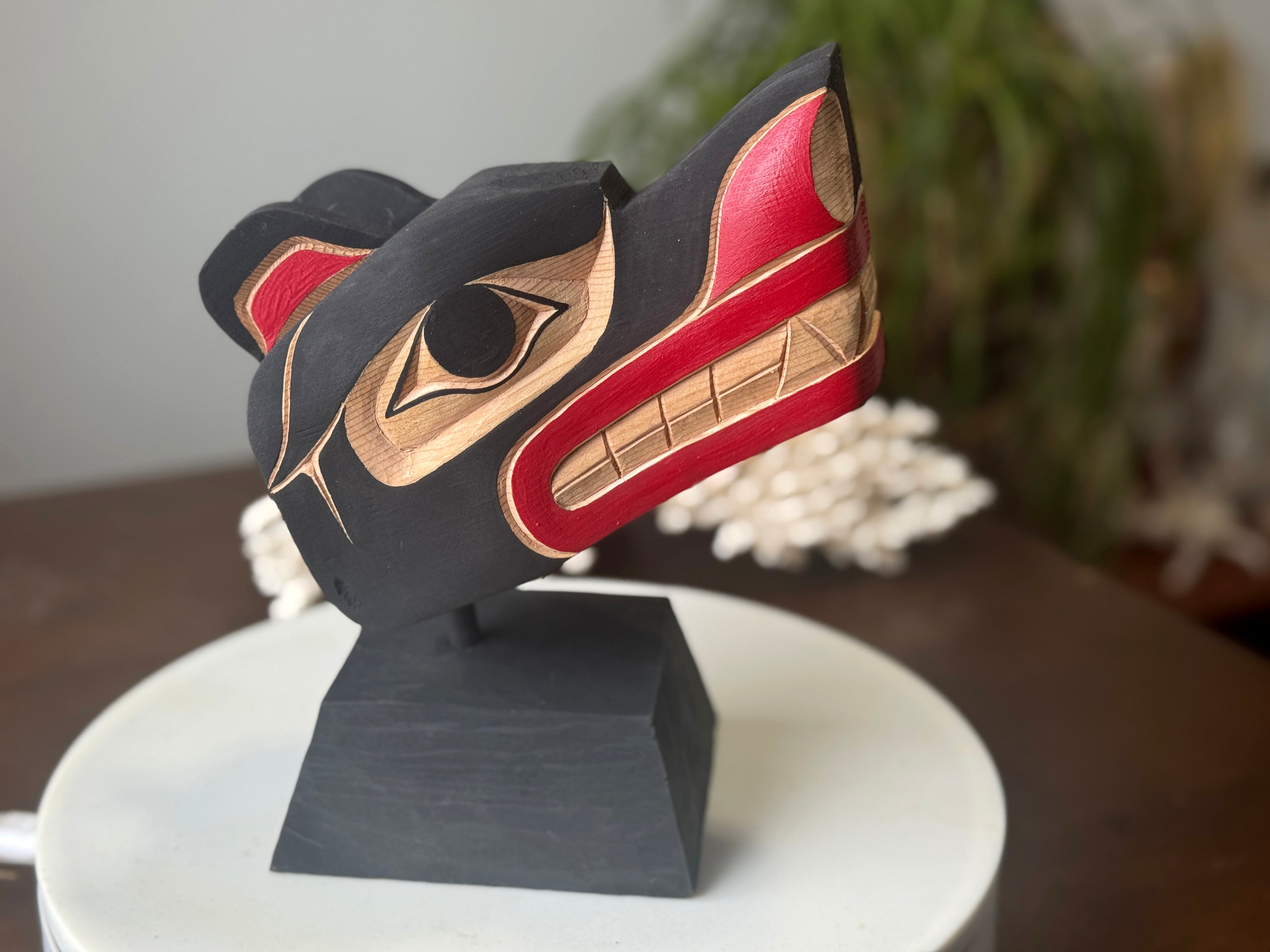 Northwest Coast First Nations art by Gilbert Dawson - BEAR Maskette on Stand