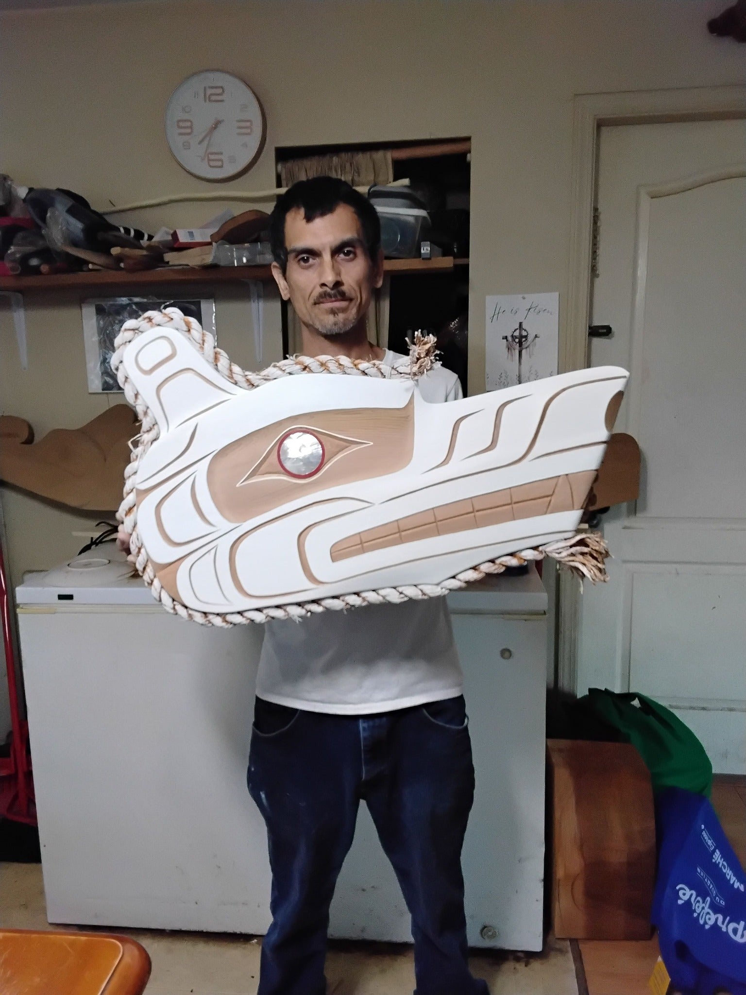 Kwakwaka’wakw Northwest Coast Indigenous carving by Morris Johnny 2026 WHITE WOLF