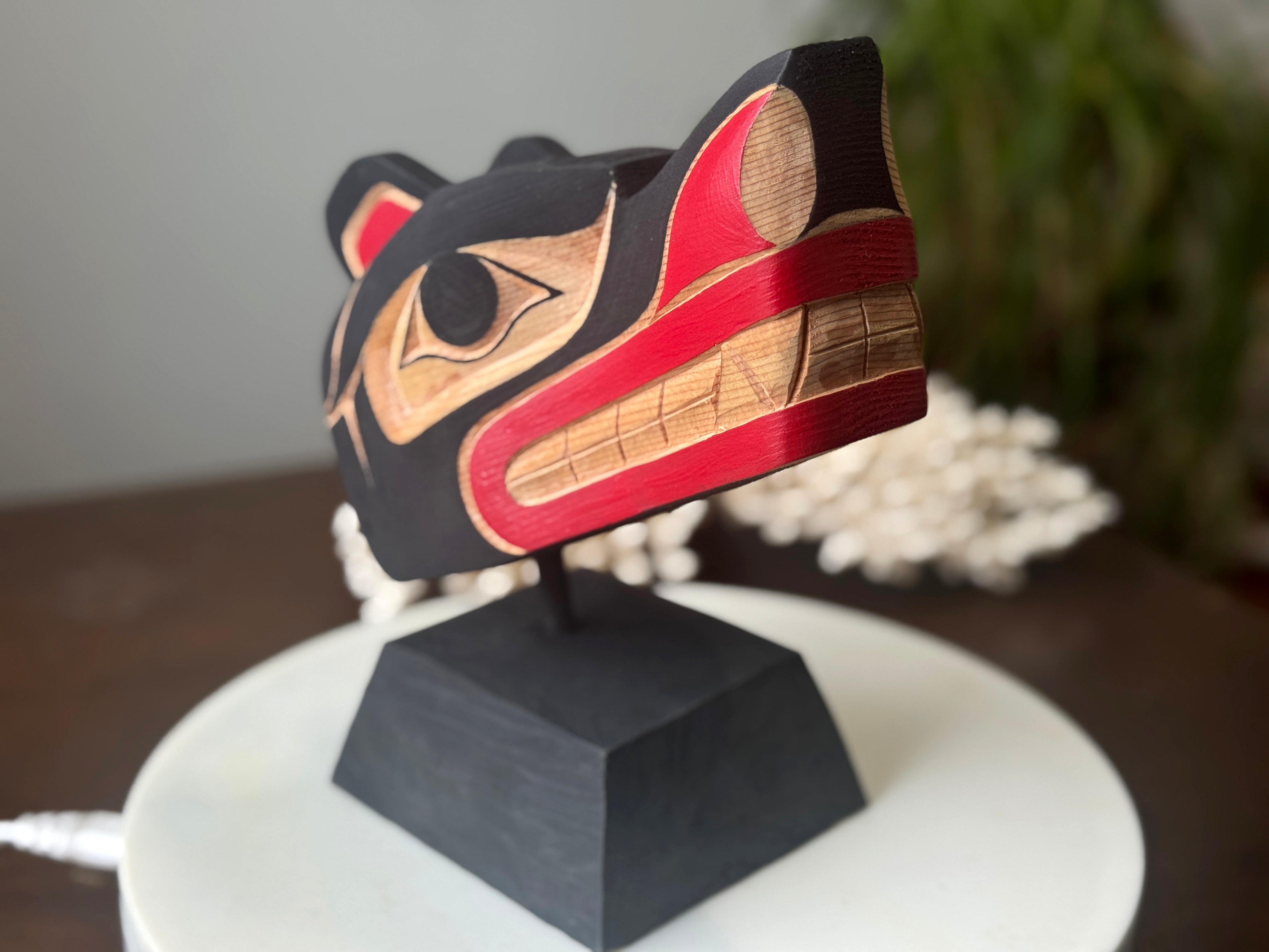 Northwest Coast First Nations art by Gilbert Dawson - BEAR Maskette on Stand