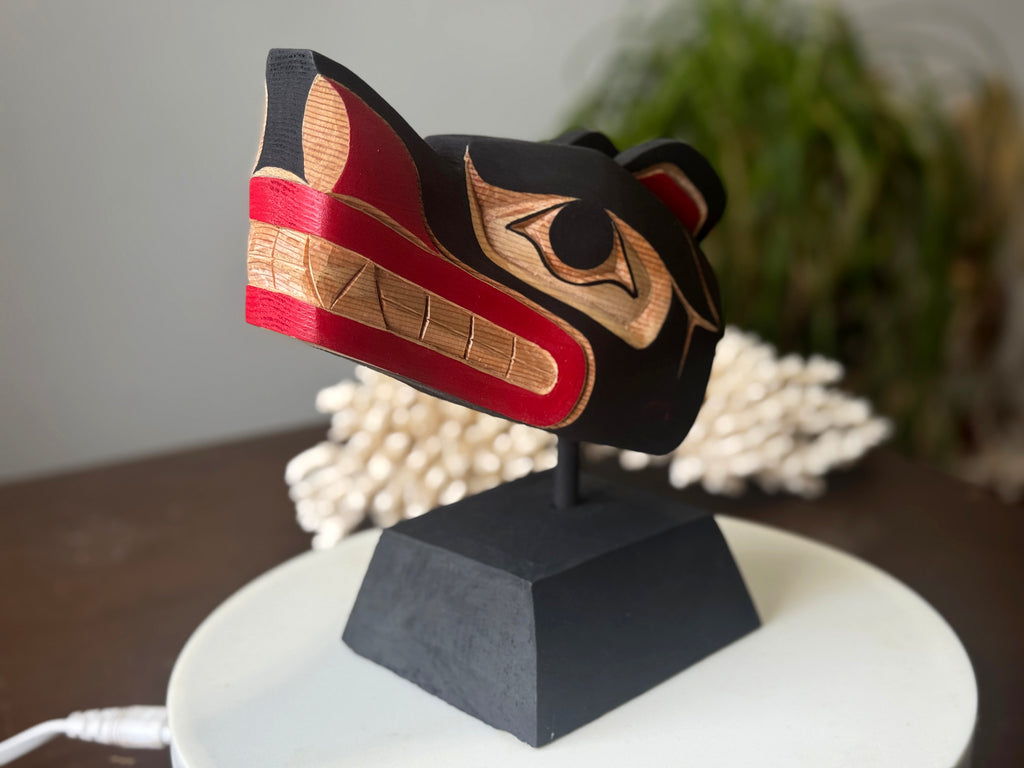 Northwest Coast First Nations art by Gilbert Dawson - BEAR Maskette on Stand