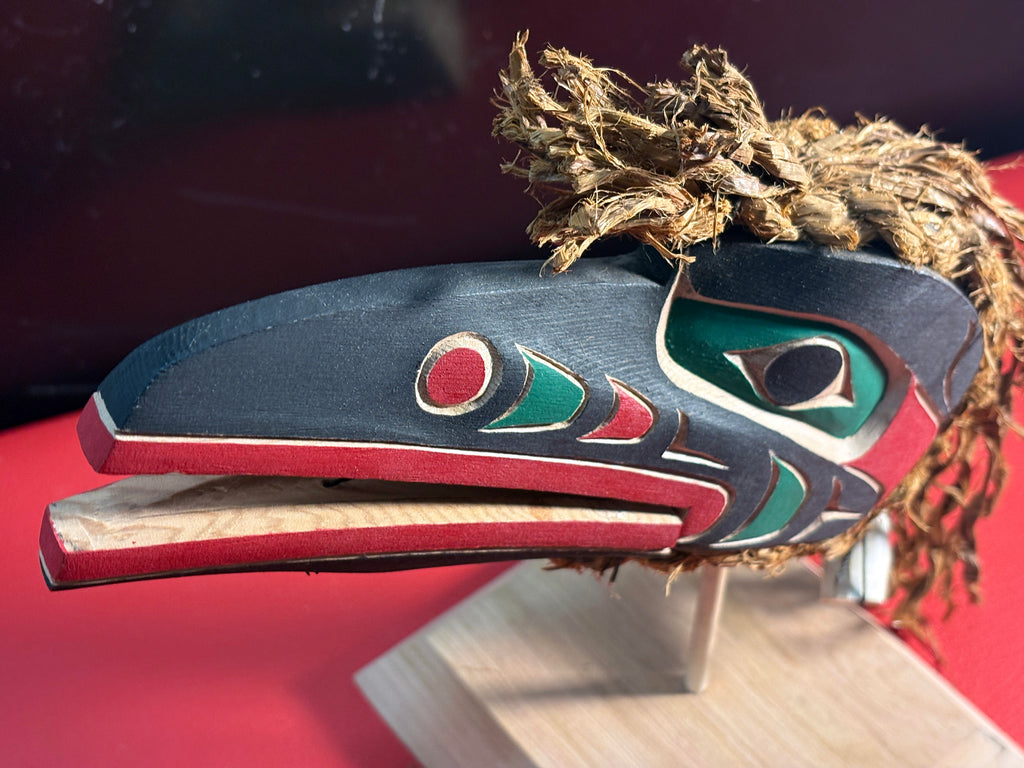 SOLD Northwest Coast Indigenous carving of a Mini RAVEN Clapper hand carved by Morris Johnny 2026