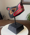 Northwest Coast First Nations art by Gilbert Dawson - Baby Wolf Maskette on Stand