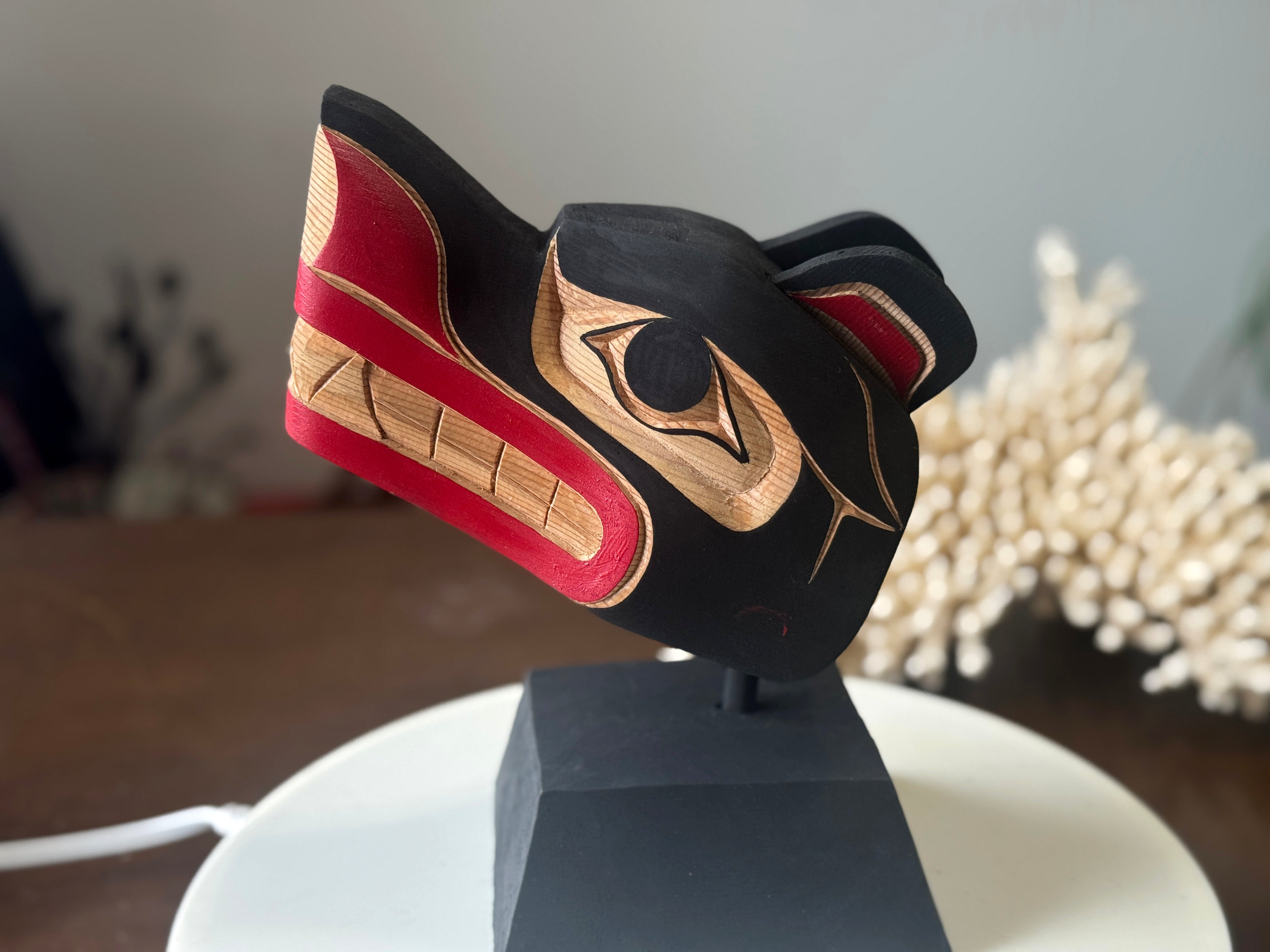 Northwest Coast First Nations art by Gilbert Dawson - BEAR Maskette on Stand