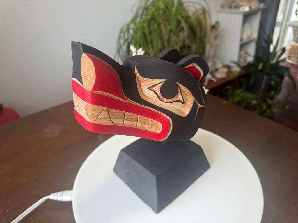 Northwest Coast First Nations art by Gilbert Dawson - BEAR Maskette on Stand