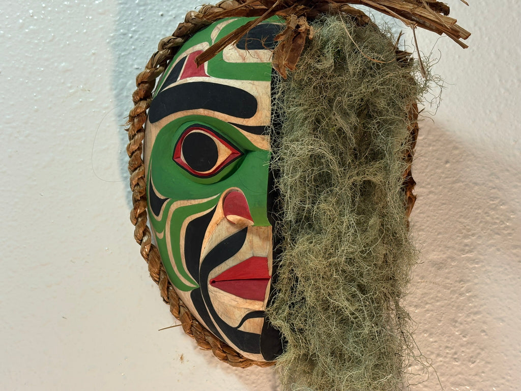 Gilbert Dawson Moss Mask Bring the stunning beauty of Northwest Coast First Nations art into your home with North Island Roots!  Explore our curated collection of authentic, hand-carved masterpieces by talented artists Gilbert Dawson and Morris Johnny
From striking Bear and Wind masks to intricately detailed Eagle and Double Whale carvings, each piece showcases exceptional Indigenous craftsmanship
Find your perfect statement piece in our catalog today—we offer international pricing for art lovers worldwide!