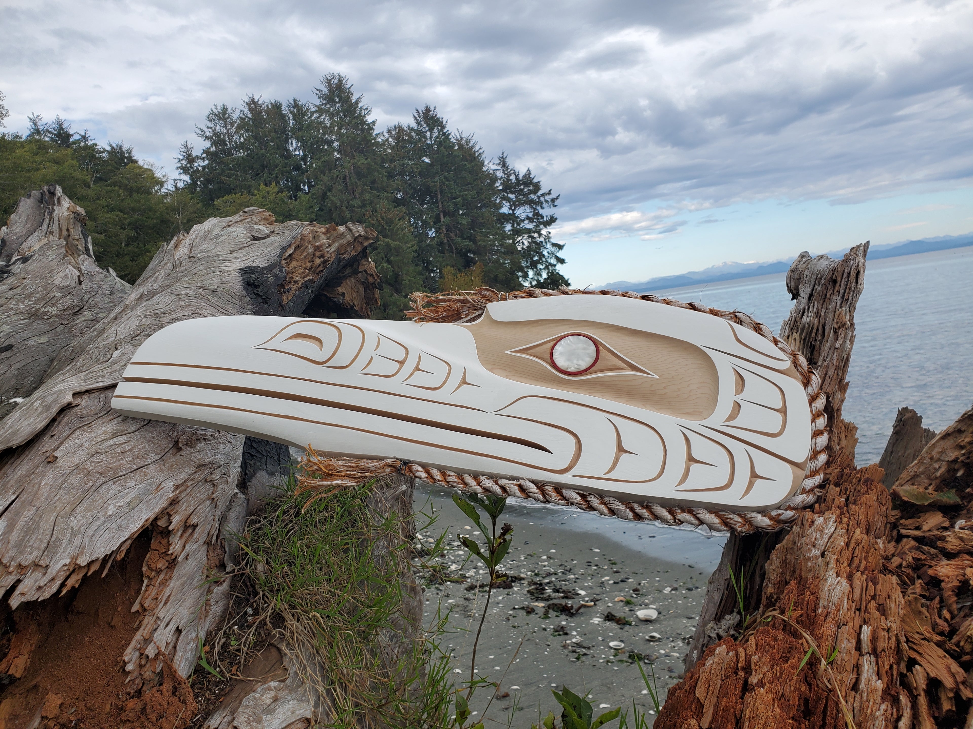 Northwest Coast Indigenous Art, Morris Johnny Carver, First Nations White Raven