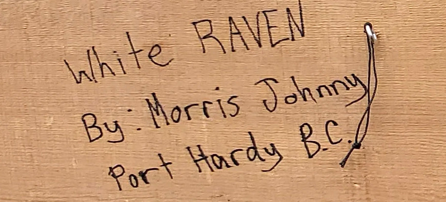 SOLD Northwest Coast Indigenous carving of a WHITE RAVEN hand carved by Morris Johnny 2026